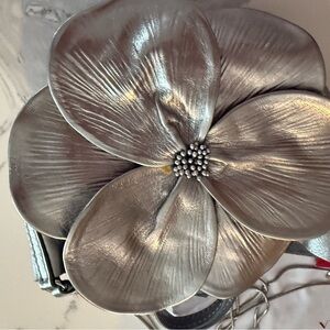 Carolina Herrera Metallic Silver Floral Decor